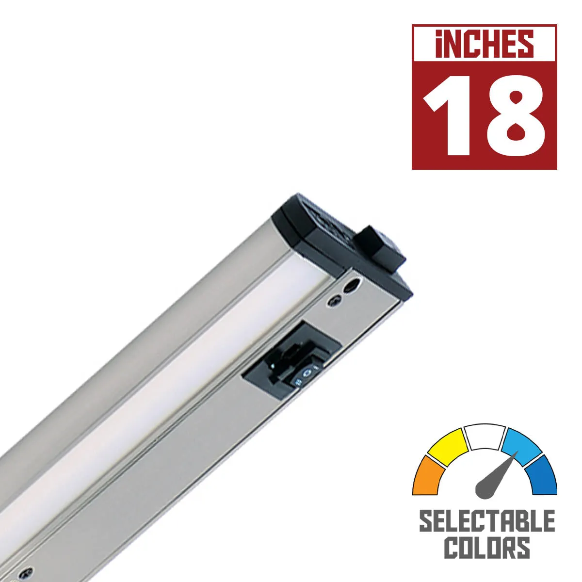 CounterMax 5K 18 Inch LED Under Cabinet Light, 2700K to 5000K, 1200 Lumens, 120V, Nickel