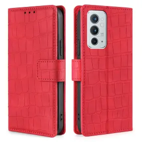 Crocodile textured leather case for OnePlus 9RT 5G - Red