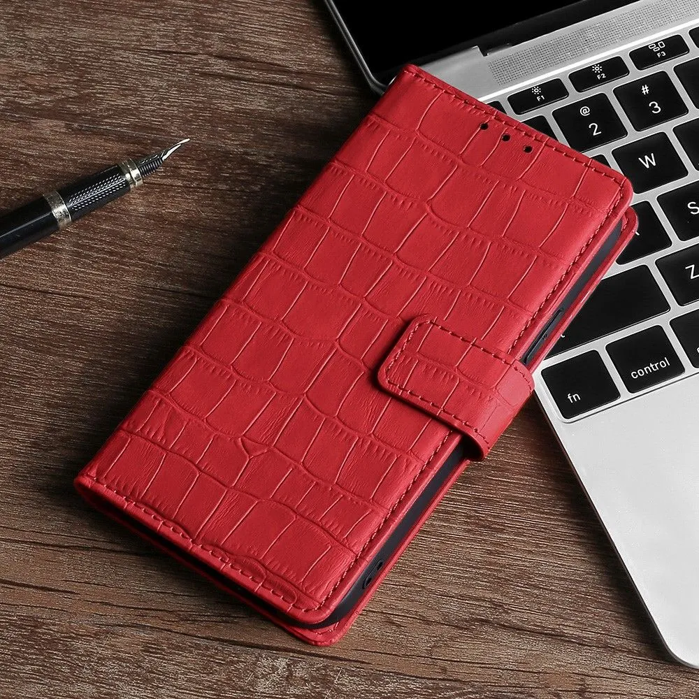 Crocodile textured leather case for OnePlus 9RT 5G - Red