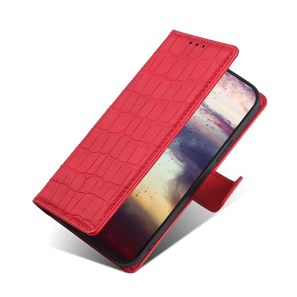 Crocodile textured leather case for OnePlus 9RT 5G - Red