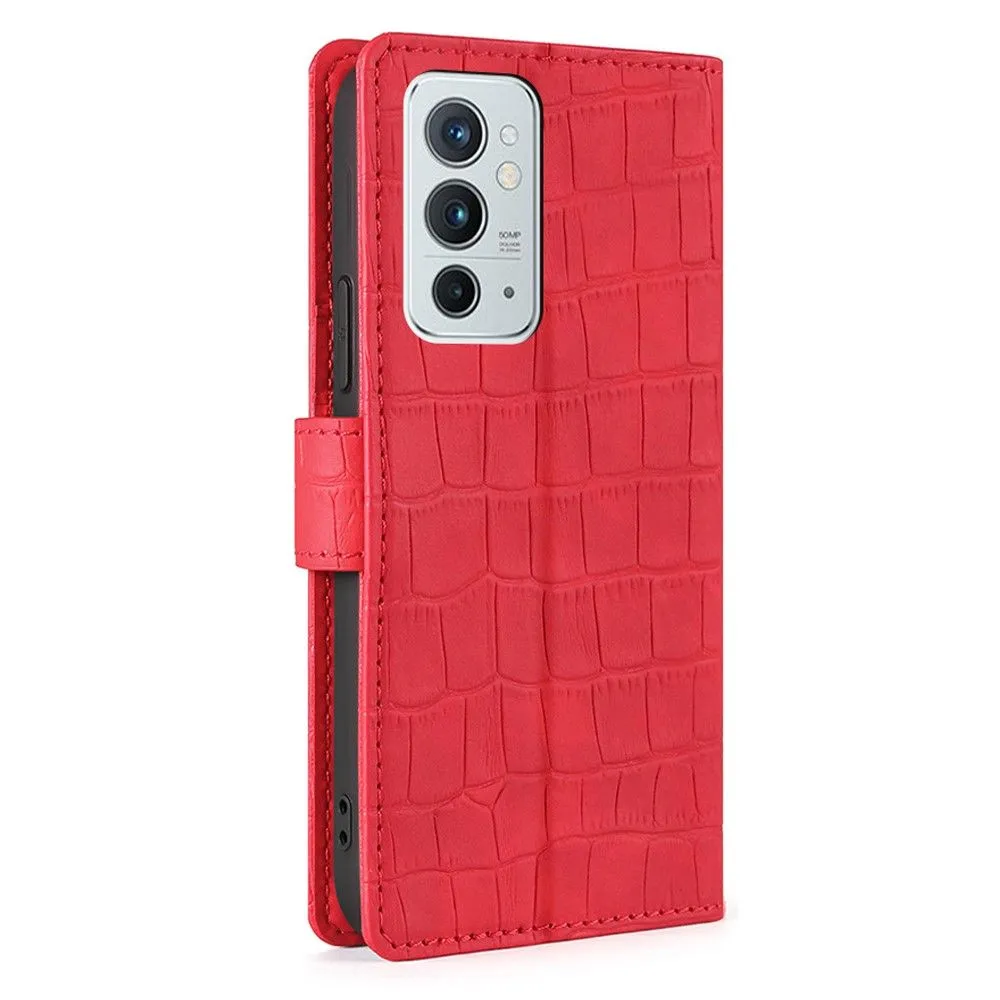 Crocodile textured leather case for OnePlus 9RT 5G - Red