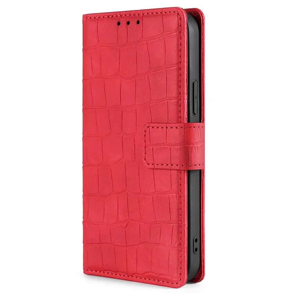 Crocodile textured leather case for OnePlus 9RT 5G - Red