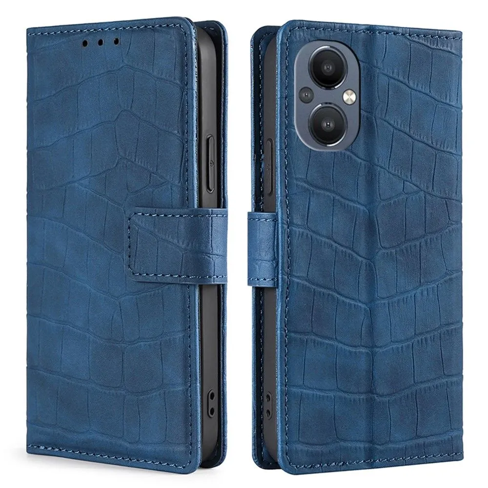 Crocodile textured leather case for OnePlus Nord N20 5G - Blue