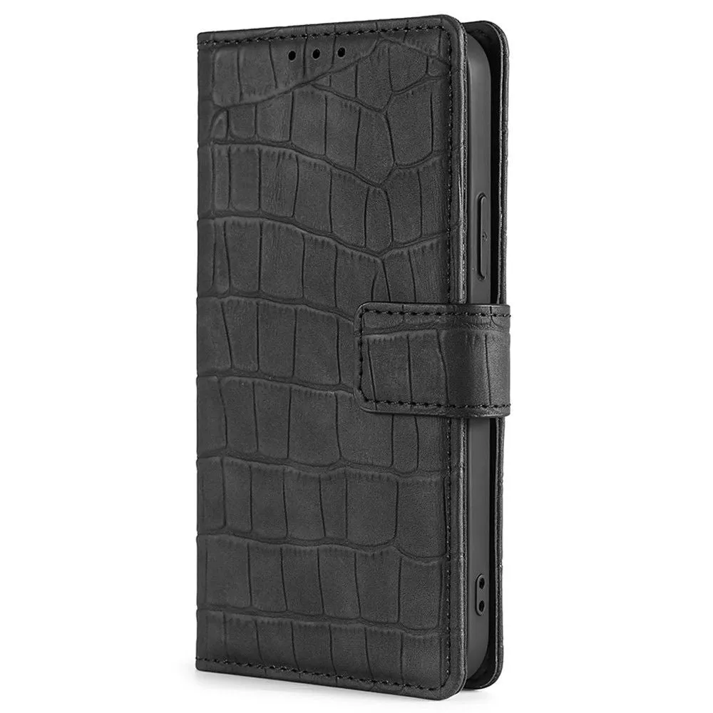 Crocodile textured leather case for Samsung Galaxy M53 5G - Black