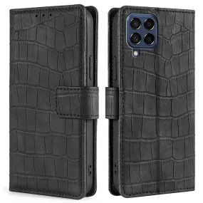 Crocodile textured leather case for Samsung Galaxy M53 5G - Black