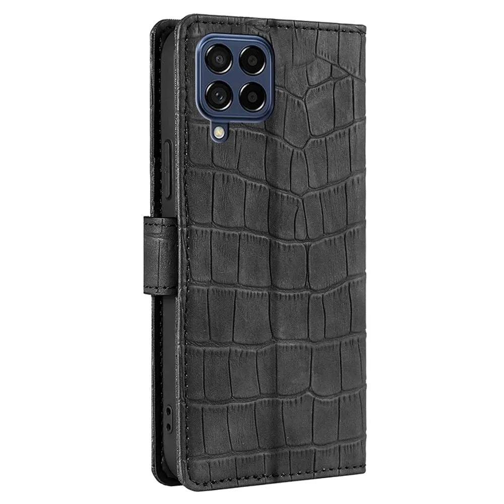 Crocodile textured leather case for Samsung Galaxy M53 5G - Black