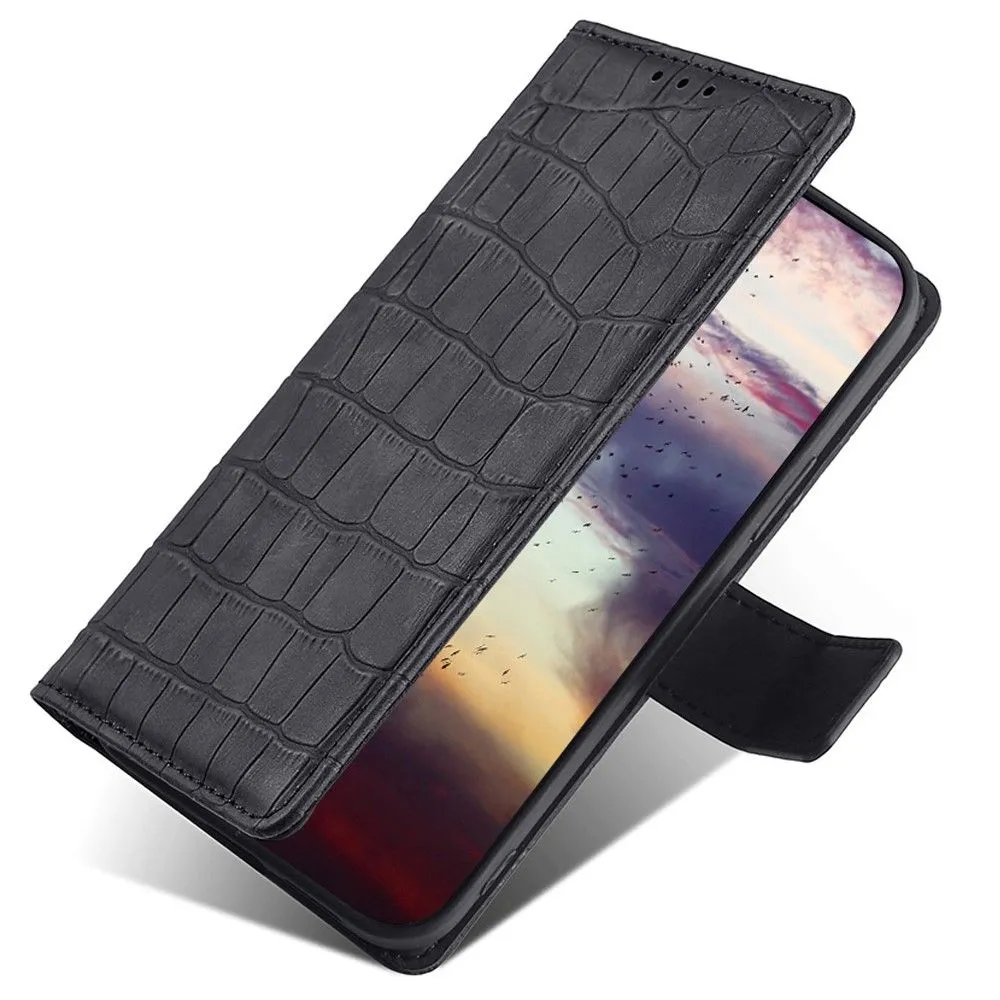 Crocodile textured leather case for Samsung Galaxy M53 5G - Black