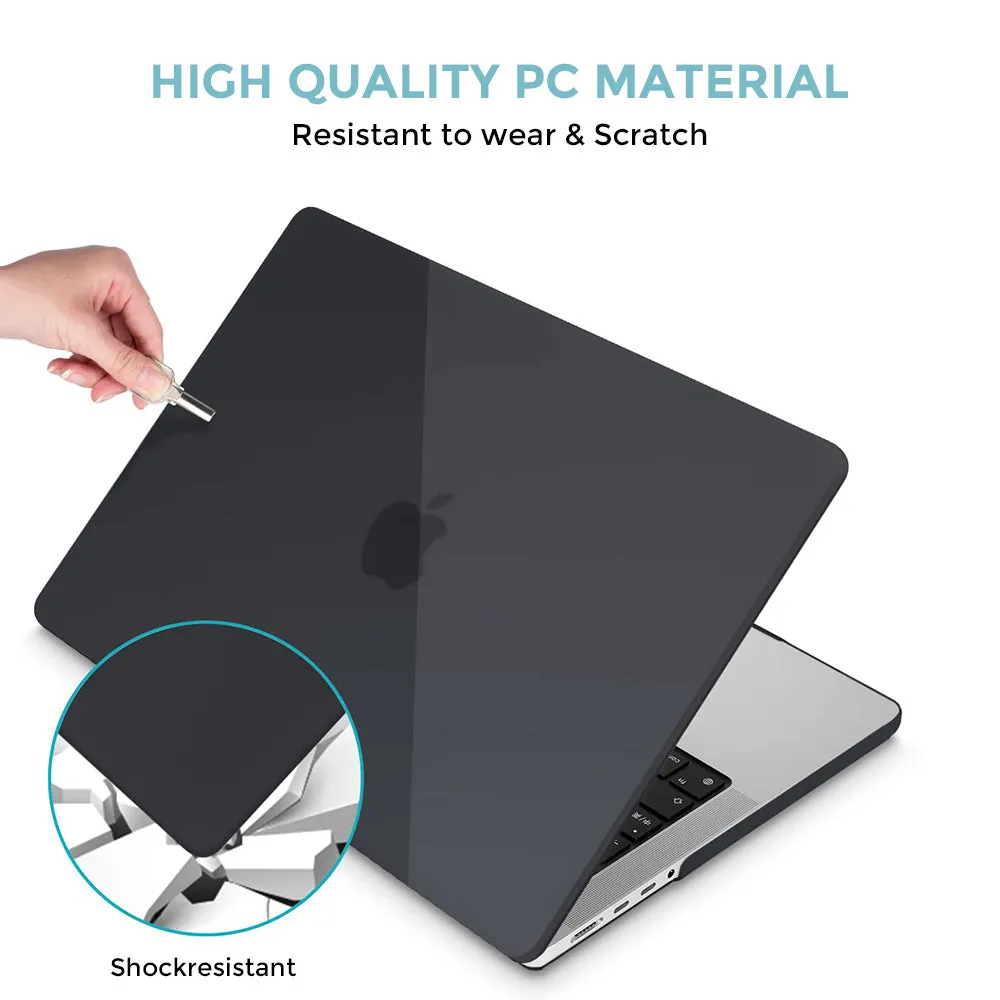 Crystal Clear Case For MacBook Pro 16 inch Case A2485 Plastic Hard Shell Cover for 2021 MacBook Pro 16.2 with M1 Pro / M1 Max Chip & Touch ID-Black