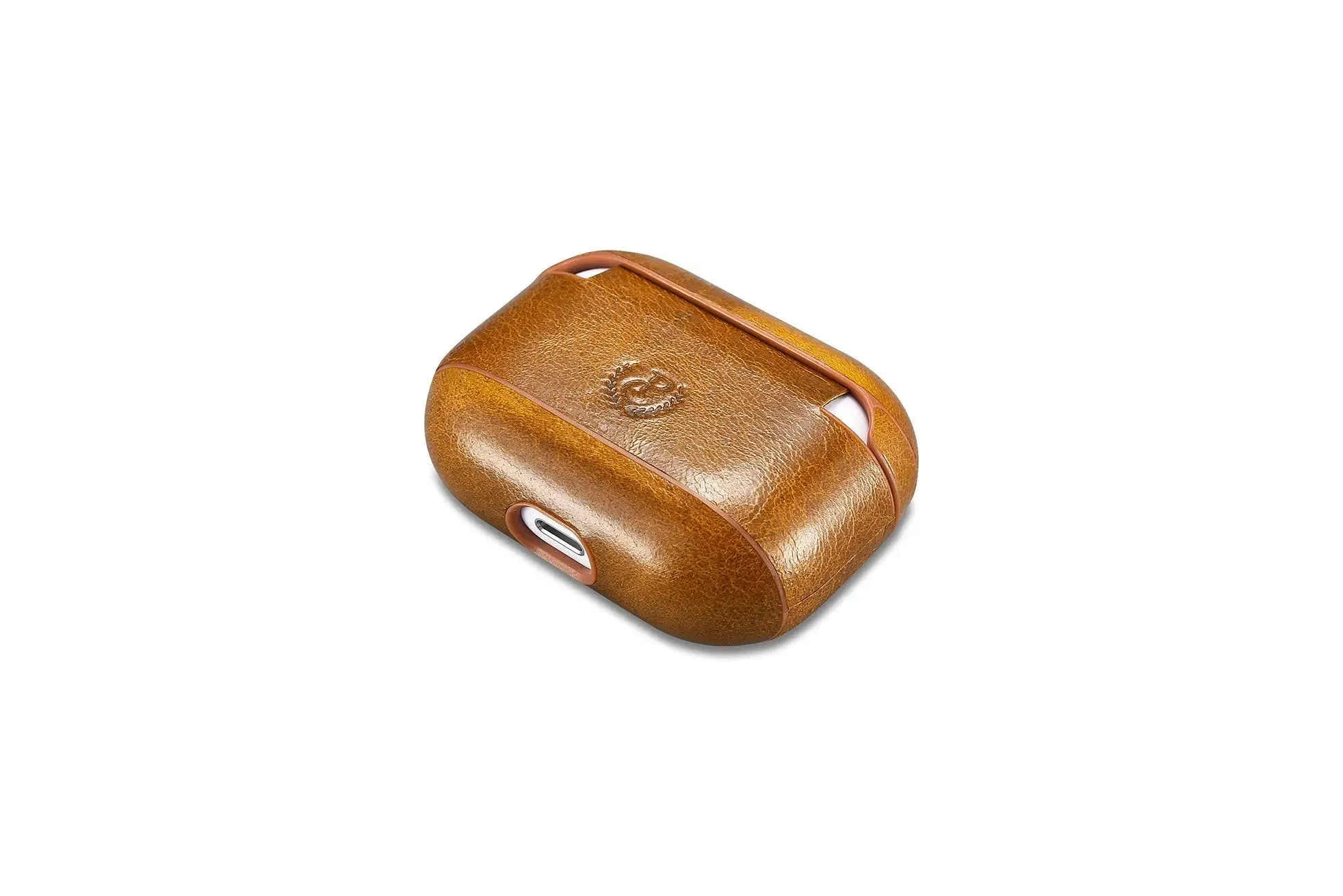 Custom AirPods Pro Waxed Cowhide Brown Leather Case Keychain Metal-Custom AirPods Pro Case