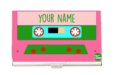 Customized Visiting Card Holder for Men - Pink Cassette