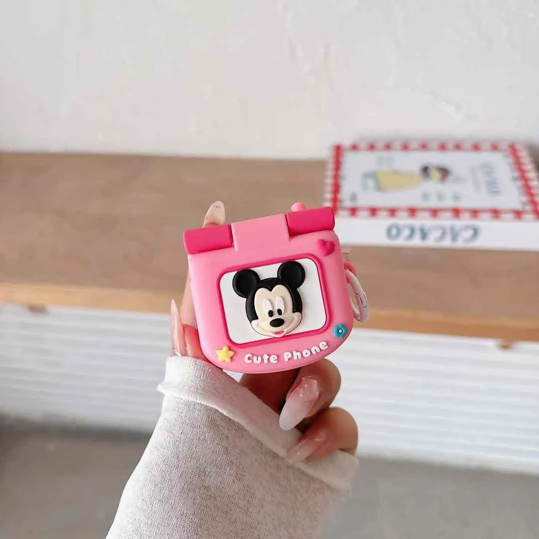 Cute Cartoon Mirror Flip Style Airpod Case