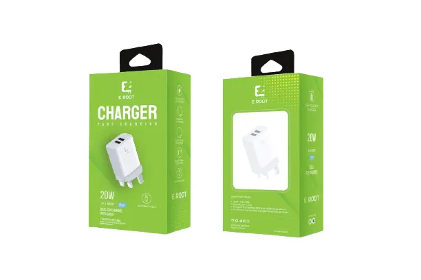 E-Root Dual usb charger with Lightning cable