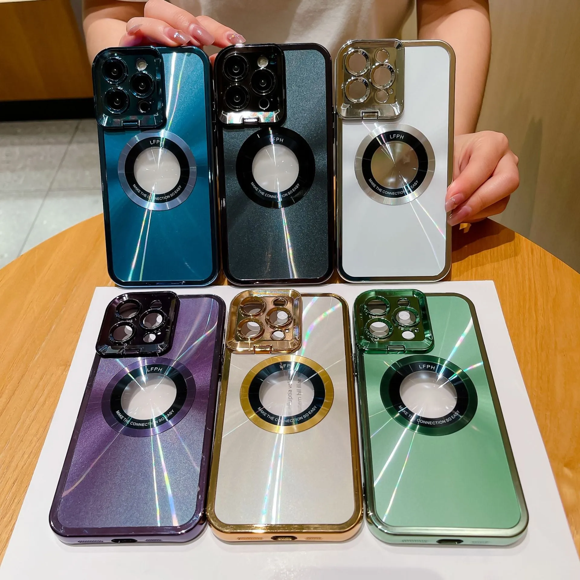 Electroplated Phone Case Luxury Plating CD Pattern Magsafe Bracket Case For IPhone 12 13 14 Pro Max Invisible Camera Stand Holder Lens Holder Magnetic Suction