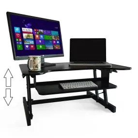 Ergonomic Adjustable Height Standing Desk Monitor Stand 32" Wide Desk Converter in Black