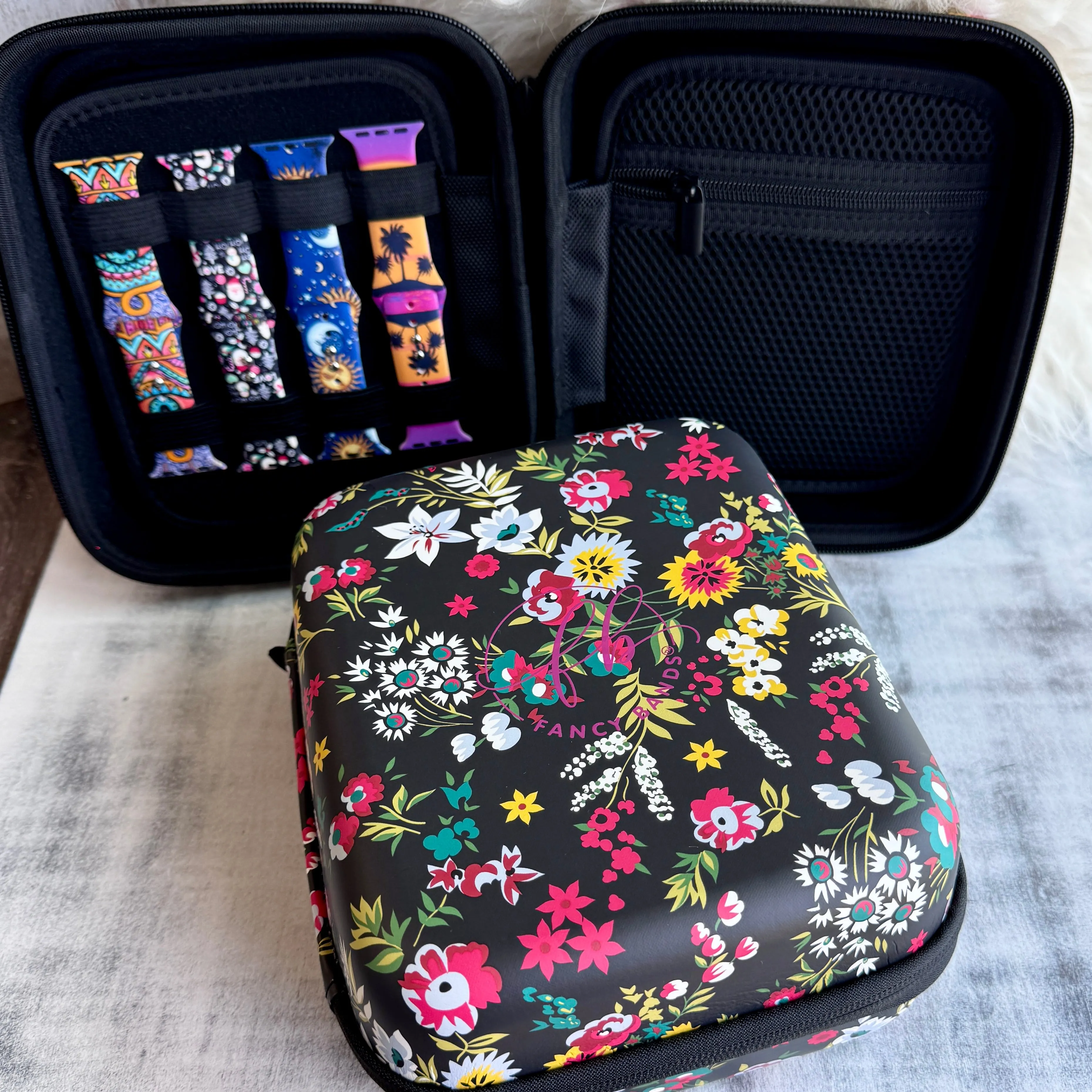 Fancy Floral Print Fancy Band Storage Case