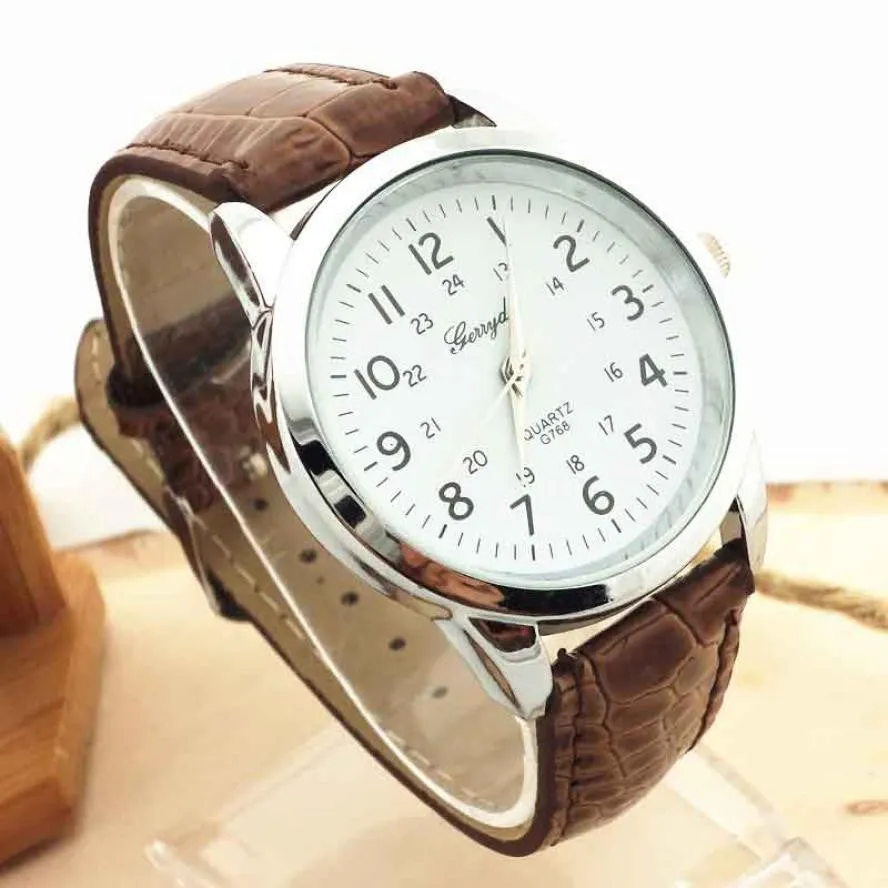 Fashion Elegant Luxury Woman Man Unisex Analog Ladies Watch Leather Strap Quartz Watch WristWatch