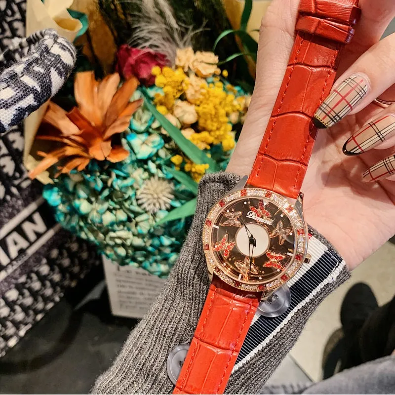 Fashion Rotatable Butterfly Pattern Women's Watch