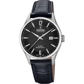 Festina Swiss Made Leather Analog Mens Watch I Model F20007/4 Quartz Movement