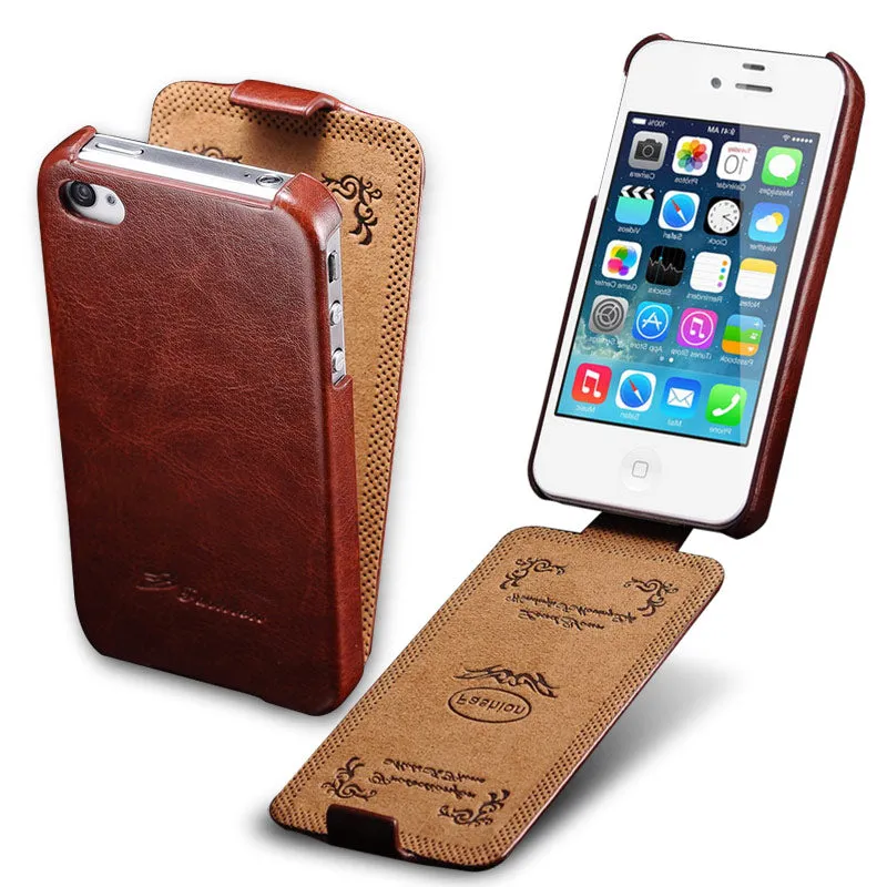 Flip Cover Case For iPhone 4 4S PU Leather Cover Phone Bag Coque For Apple iPhone 4S Case Luxury Business Style TOMKAS