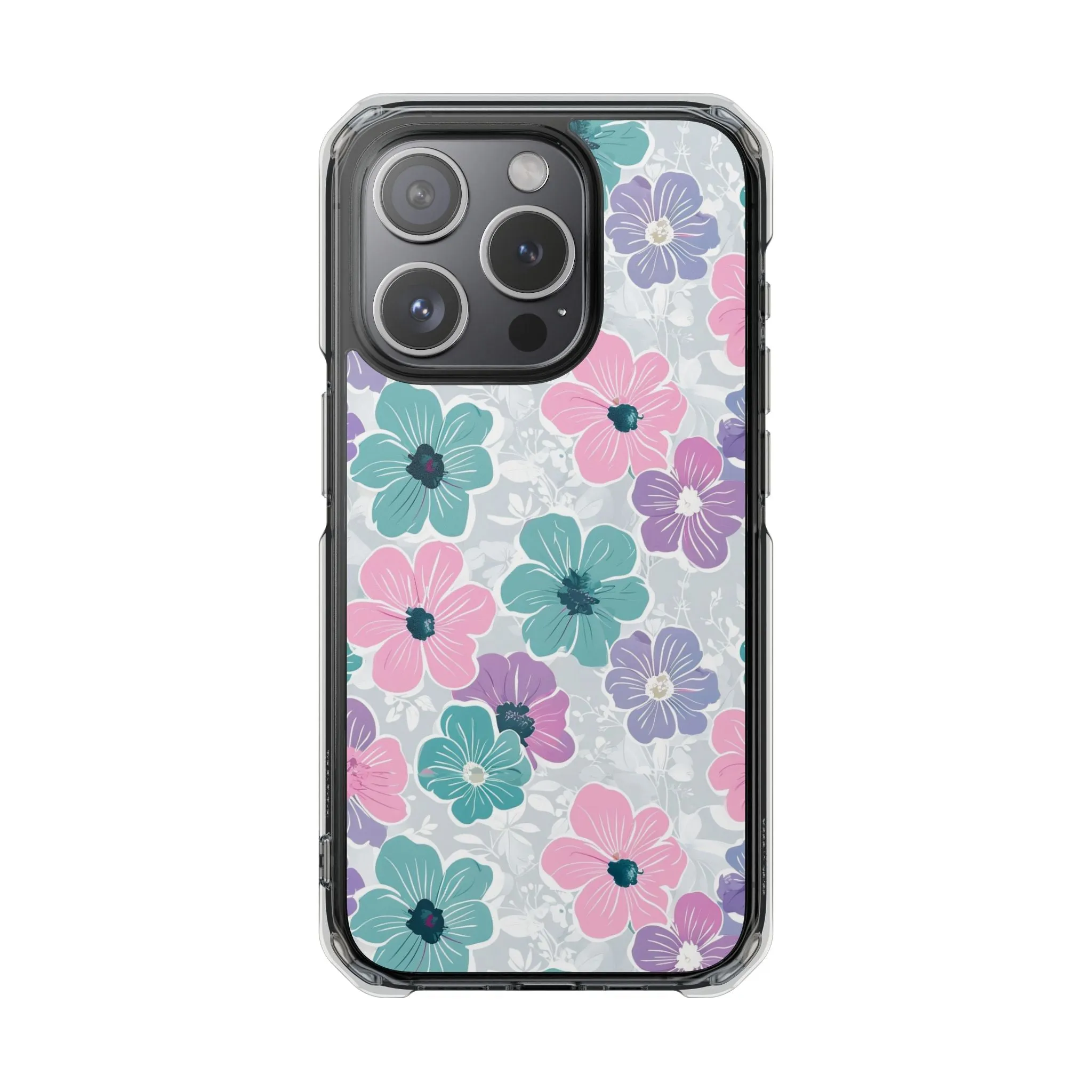 Floral Phone Case, Vibrant Flower Design, Magnetic Clear Impact Cases for Protection, Spring Vibes, Gift for Her, Cute Phone Cover