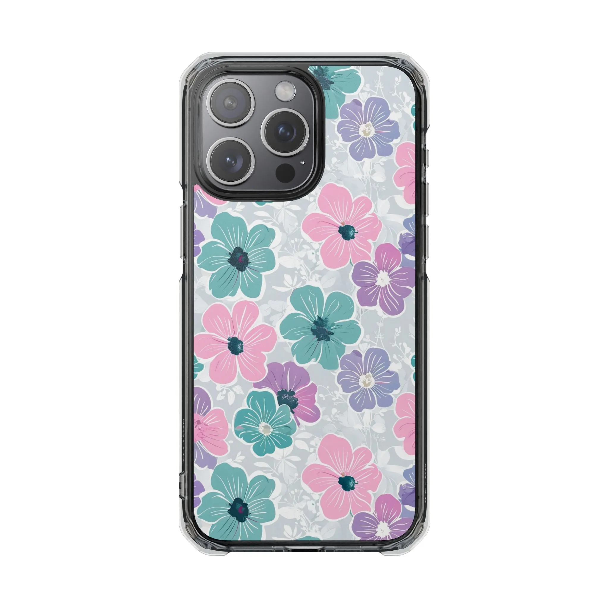 Floral Phone Case, Vibrant Flower Design, Magnetic Clear Impact Cases for Protection, Spring Vibes, Gift for Her, Cute Phone Cover