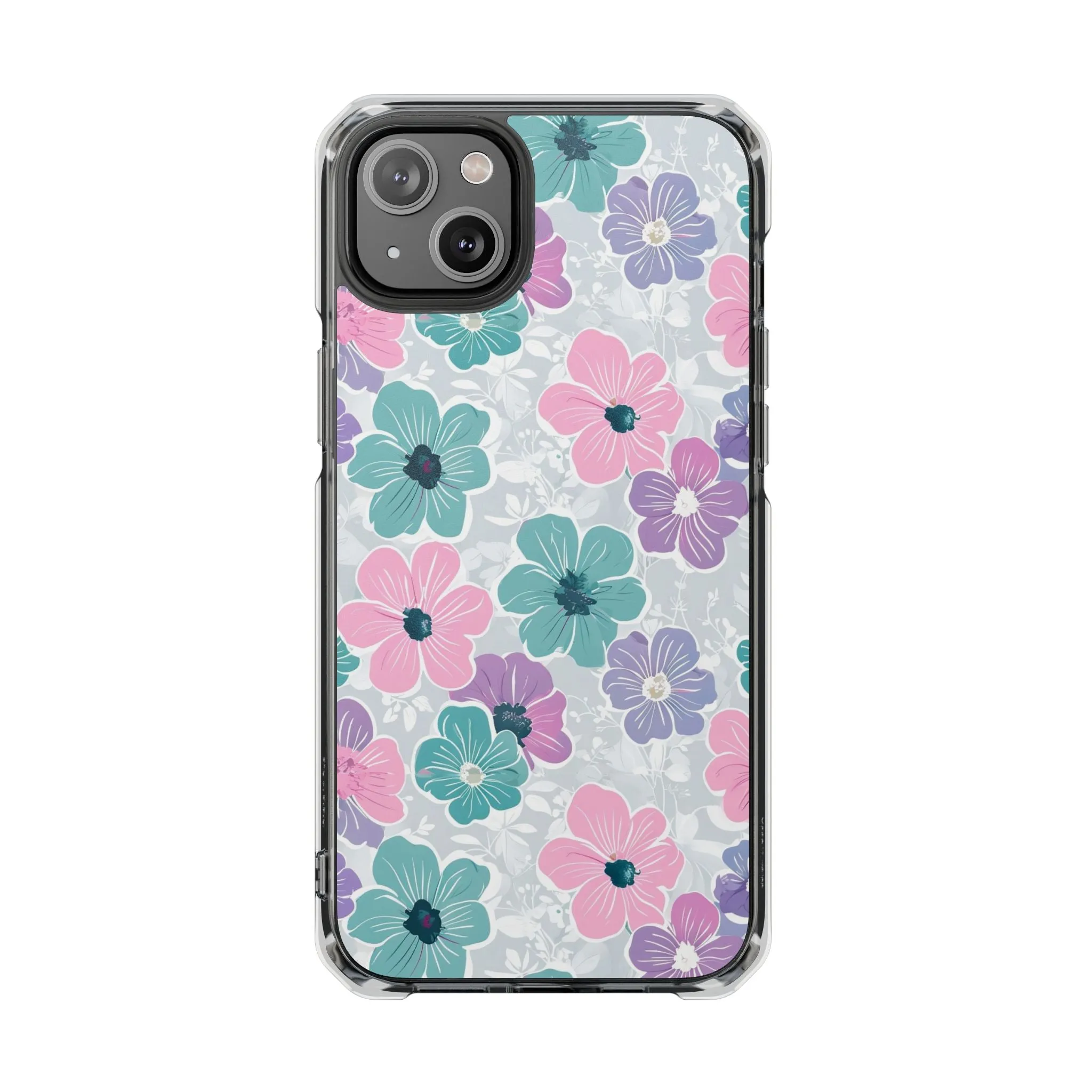 Floral Phone Case, Vibrant Flower Design, Magnetic Clear Impact Cases for Protection, Spring Vibes, Gift for Her, Cute Phone Cover