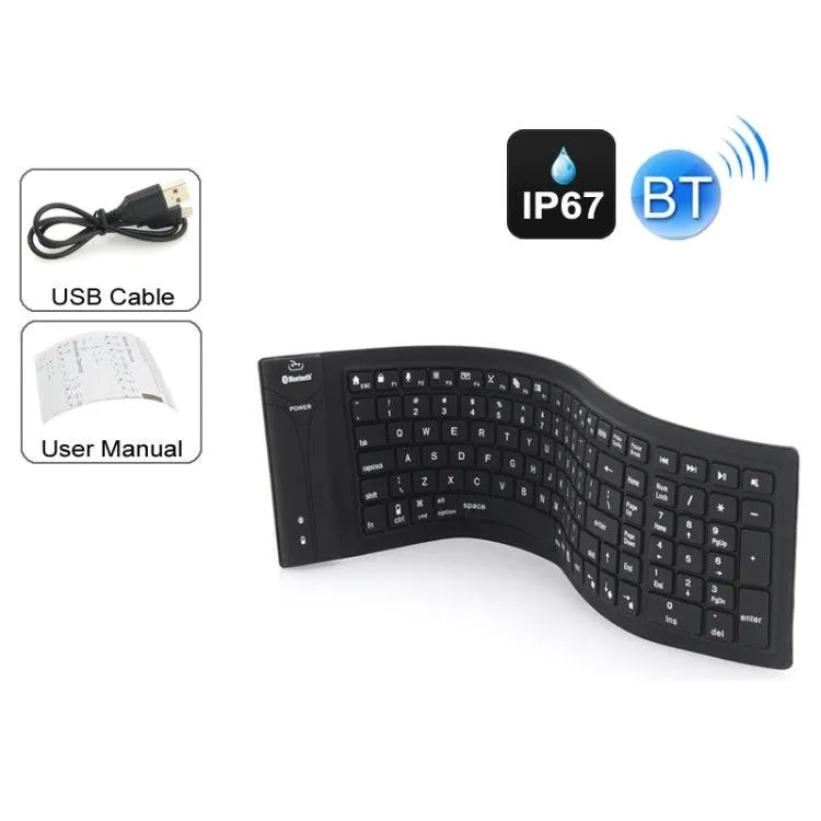 Foldable Bluetooth Silicone Keyboard with 108 Keys - Waterproof and Compact Design