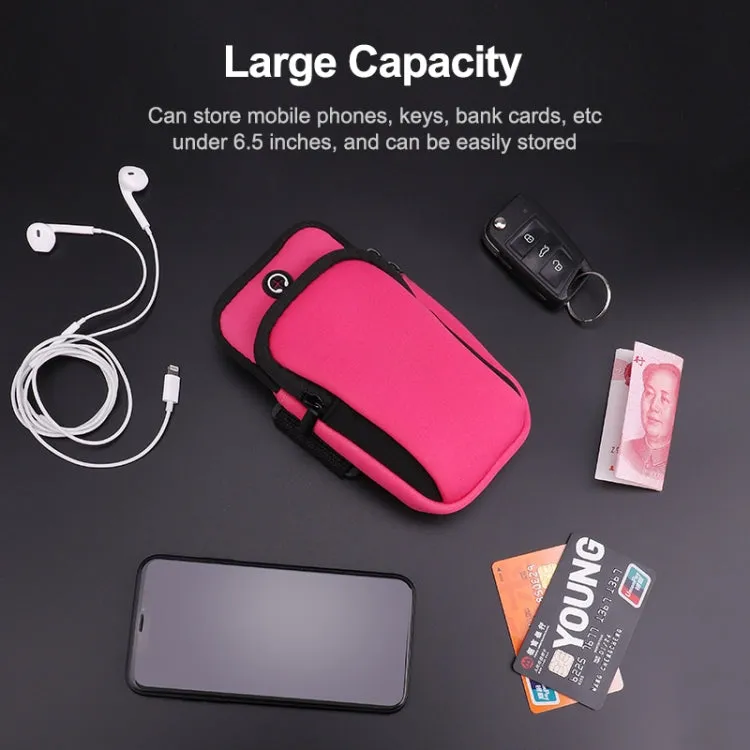 For Smart Phones Below 6.0 inch Zipper Double Pocket Multi Function Sports Arm Bag with Earphone Hole(Orange)