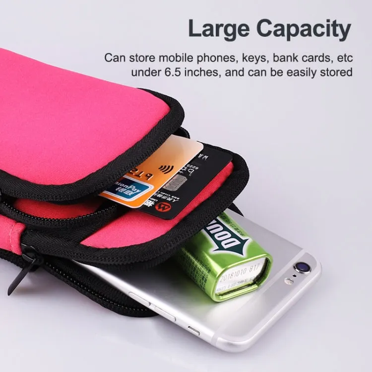 For Smart Phones Below 6.0 inch Zipper Double Pocket Multi Function Sports Arm Bag with Earphone Hole(Orange)