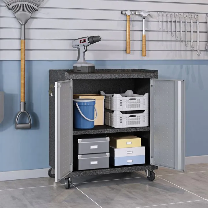 Fortress 31.5" Mobile Garage Cabinet with Shelves