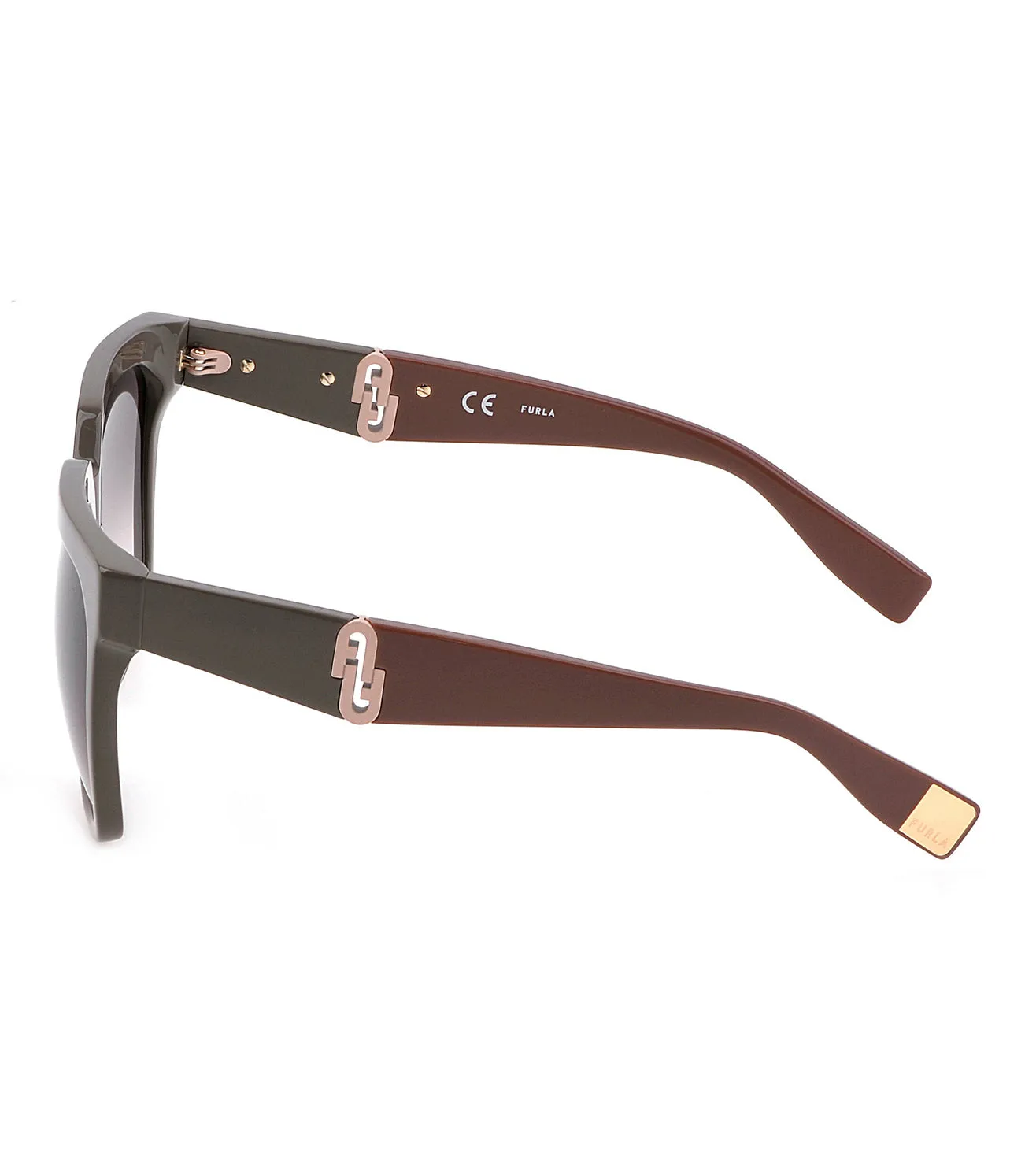 Furla Unisex Gradient Brown Square Sunglasses