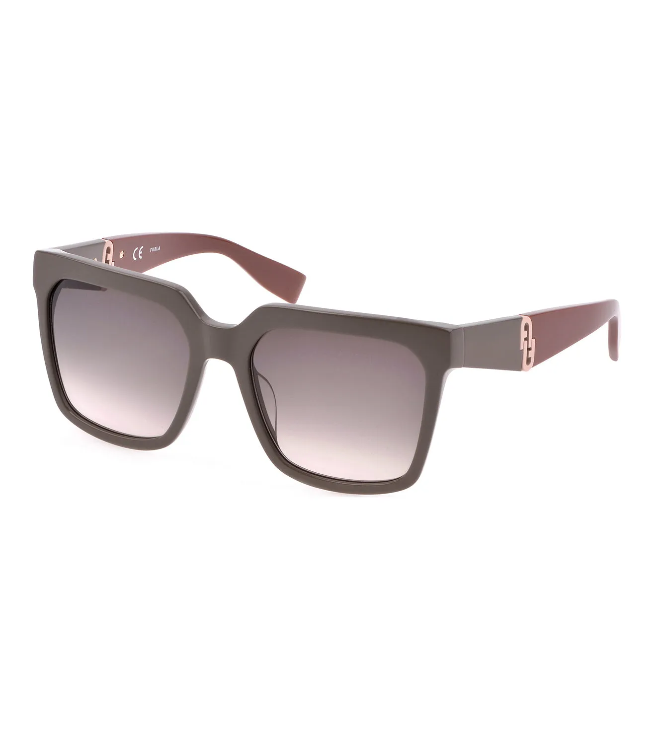 Furla Unisex Gradient Brown Square Sunglasses