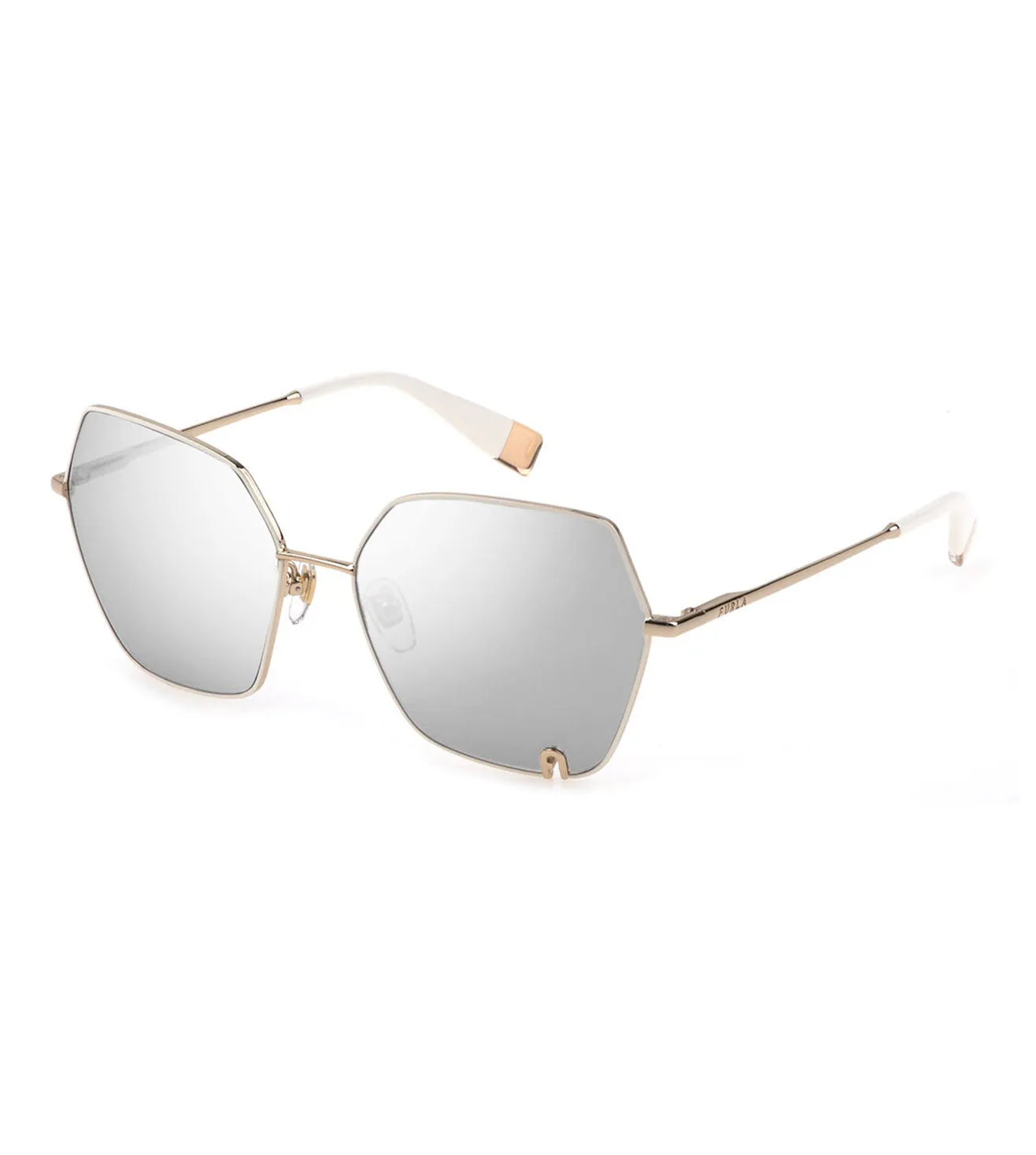 Furla Women's Silver Mirror Geometric Sunglasses