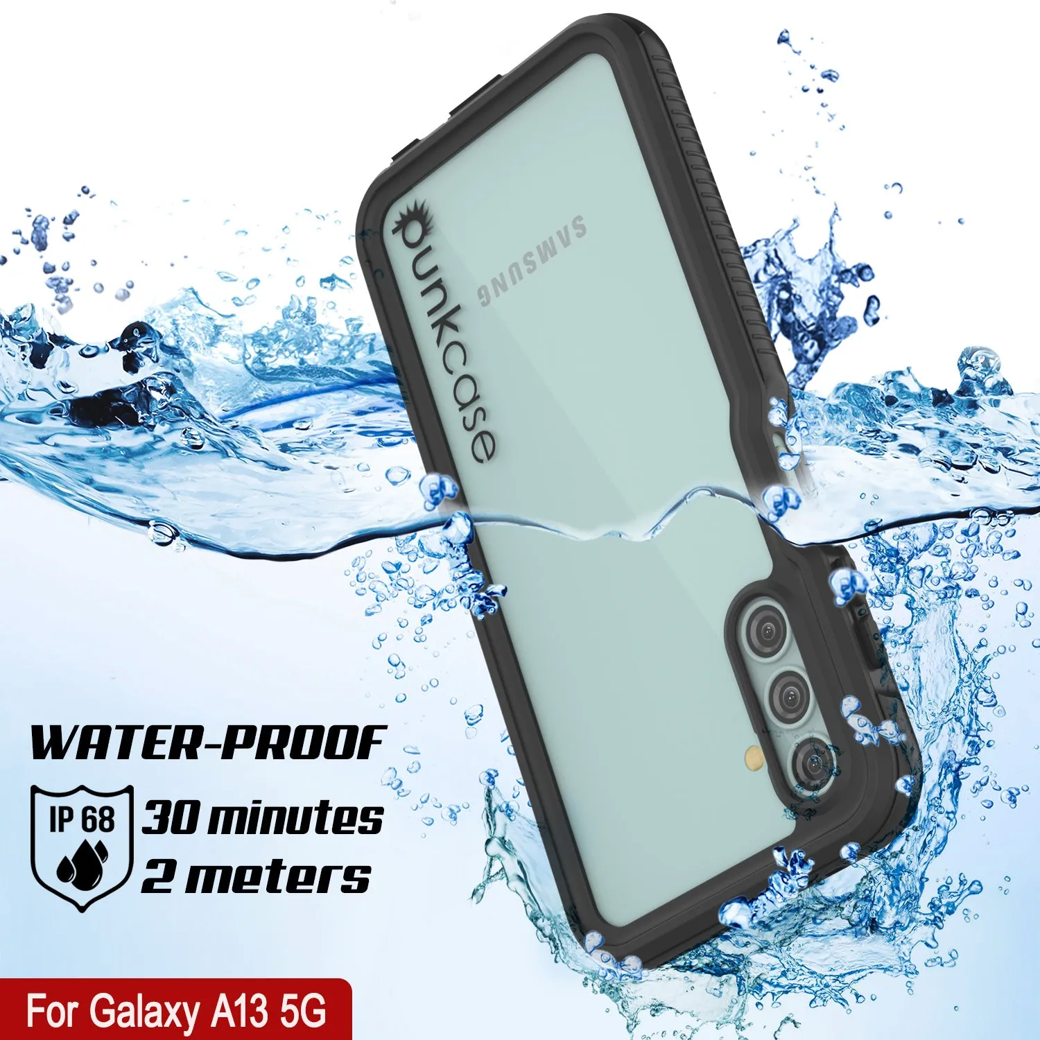 Galaxy A13 Waterproof Case PunkCase StudStar Black Thin 6.6ft Underwater IP68 Shock/Snow Proof