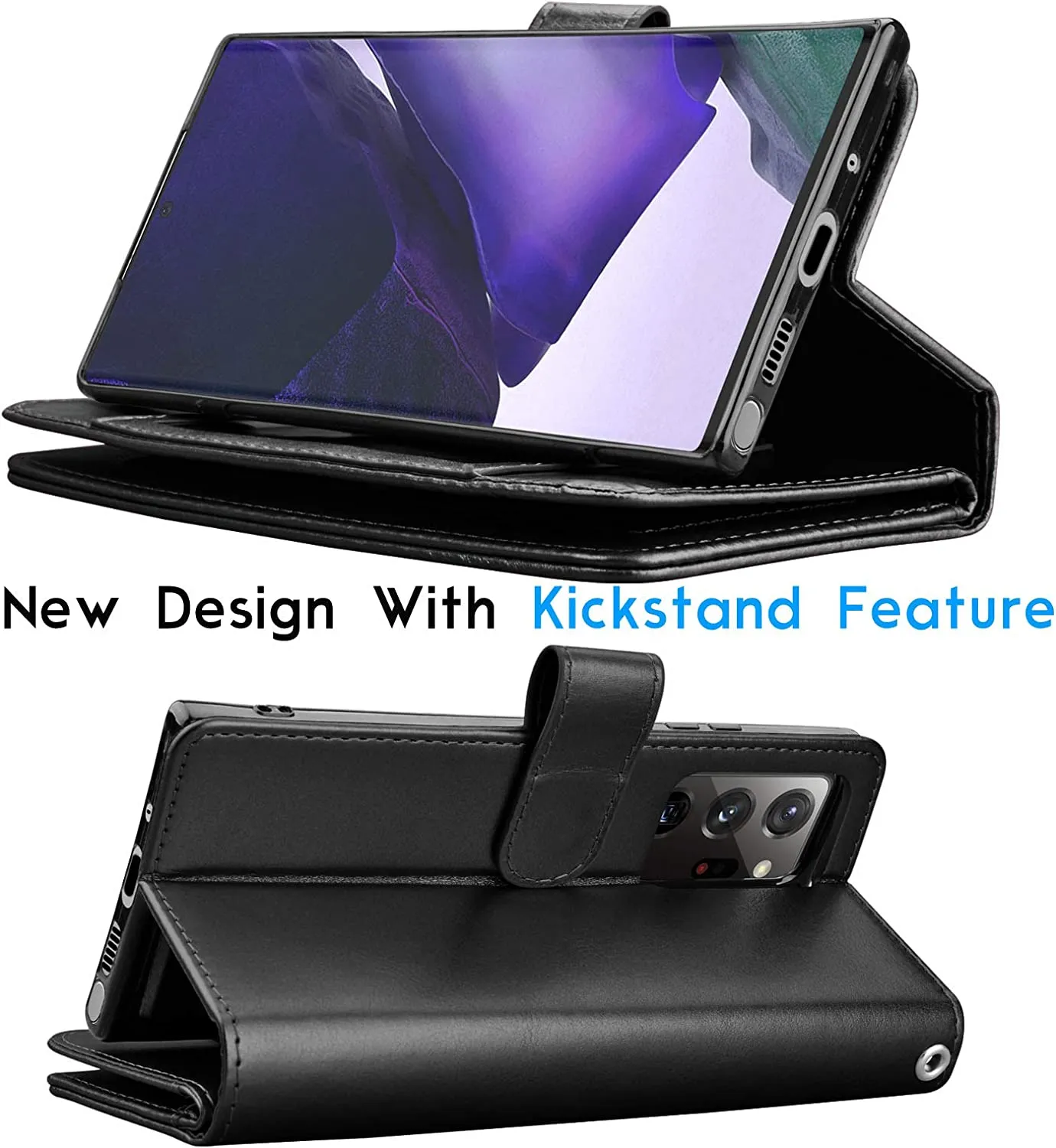 Galaxy Note 20 Ultra 5G Wallet Case Luxury Cash Credit Black