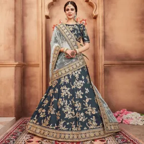 Grey Festive Wear Dori Sequins Work Art Silk Lehenga Choli