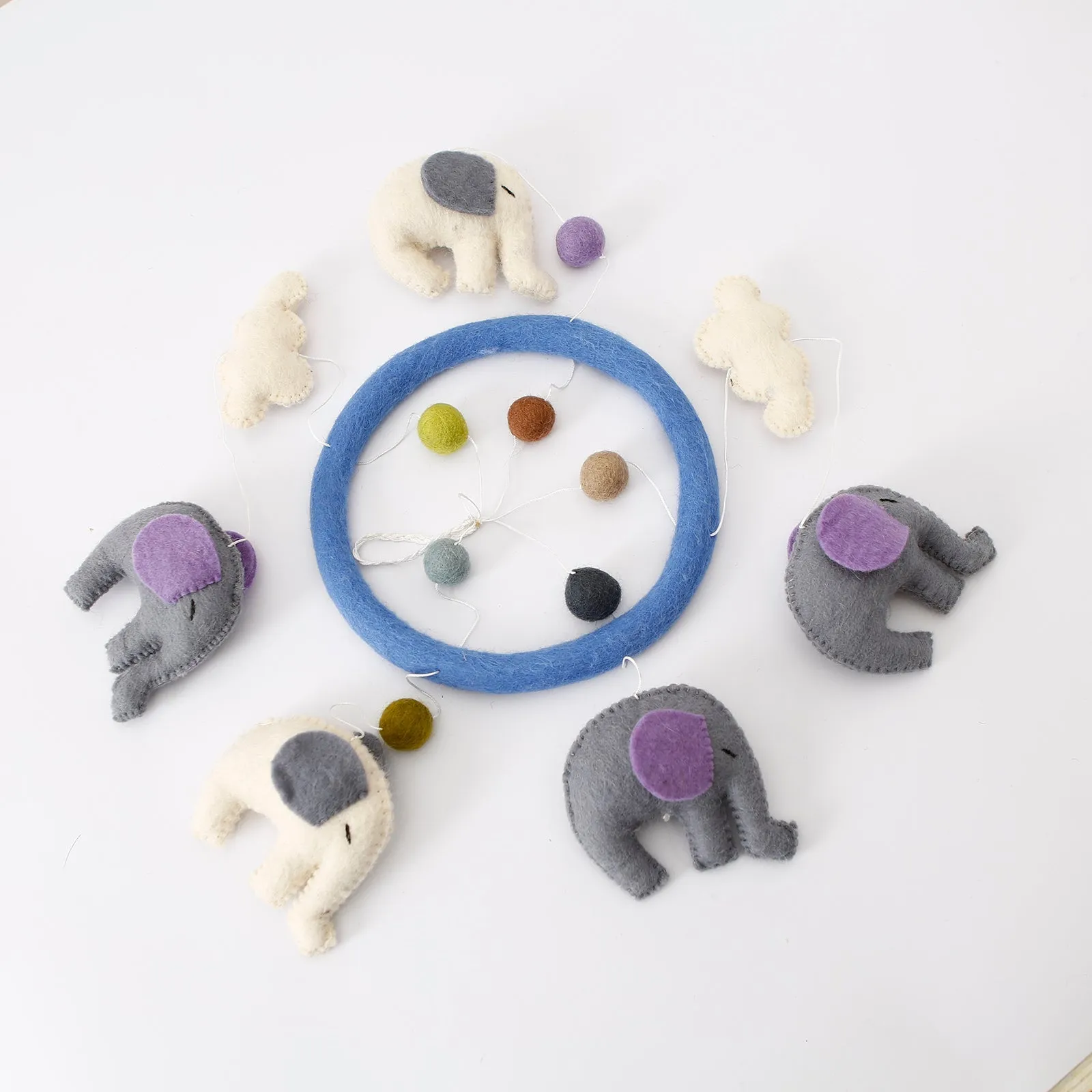 Handmade Animal Wool Felt Baby Mobile For Crib Children's & Nursery Room - Elephant