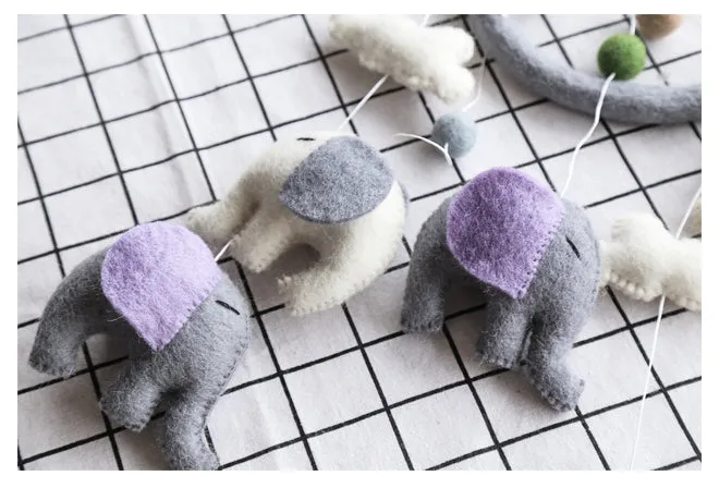 Handmade Animal Wool Felt Baby Mobile For Crib Children's & Nursery Room - Elephant