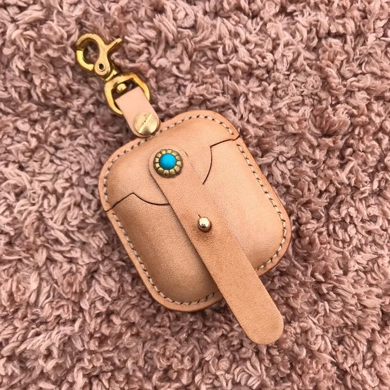 Handmade Beige Leather AirPods Pro Case with Belt Clip Leather AirPods Pro Case Airpod Case Cover