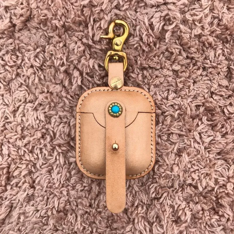 Handmade Beige Leather AirPods Pro Case with Belt Clip Leather AirPods Pro Case Airpod Case Cover