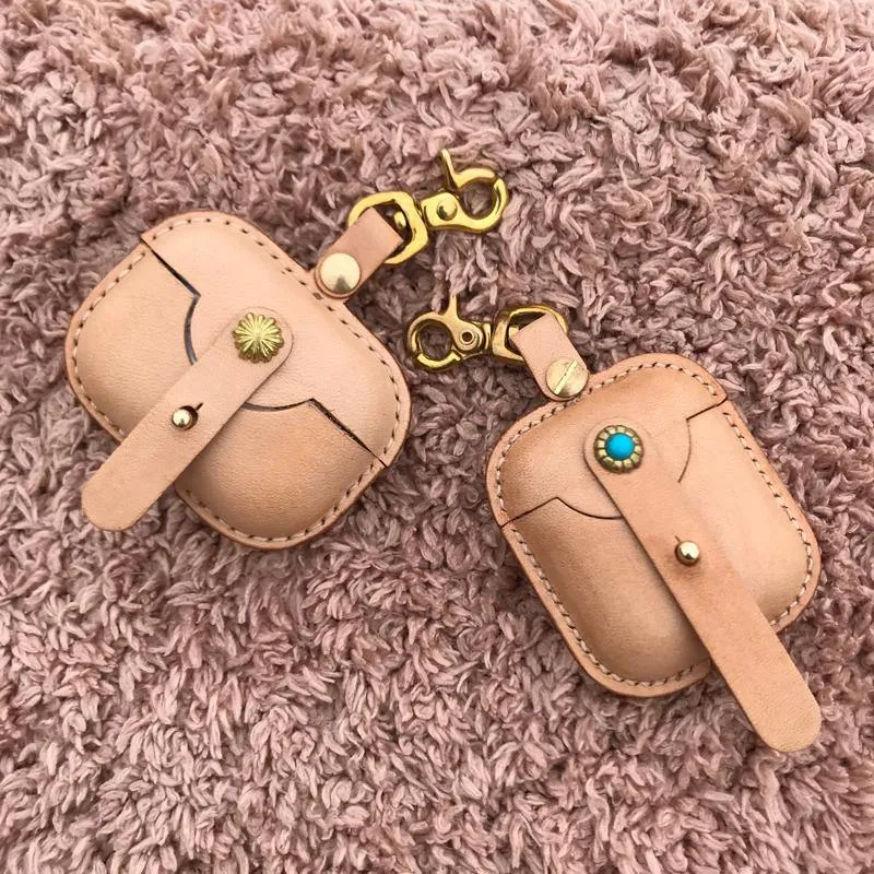 Handmade Beige Leather AirPods Pro Case with Belt Clip Leather AirPods Pro Case Airpod Case Cover