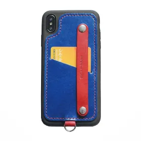 Handmade Blue Leather iPhone X Case with Card Holder CONTRAST COLOR iPhone X Leather Case