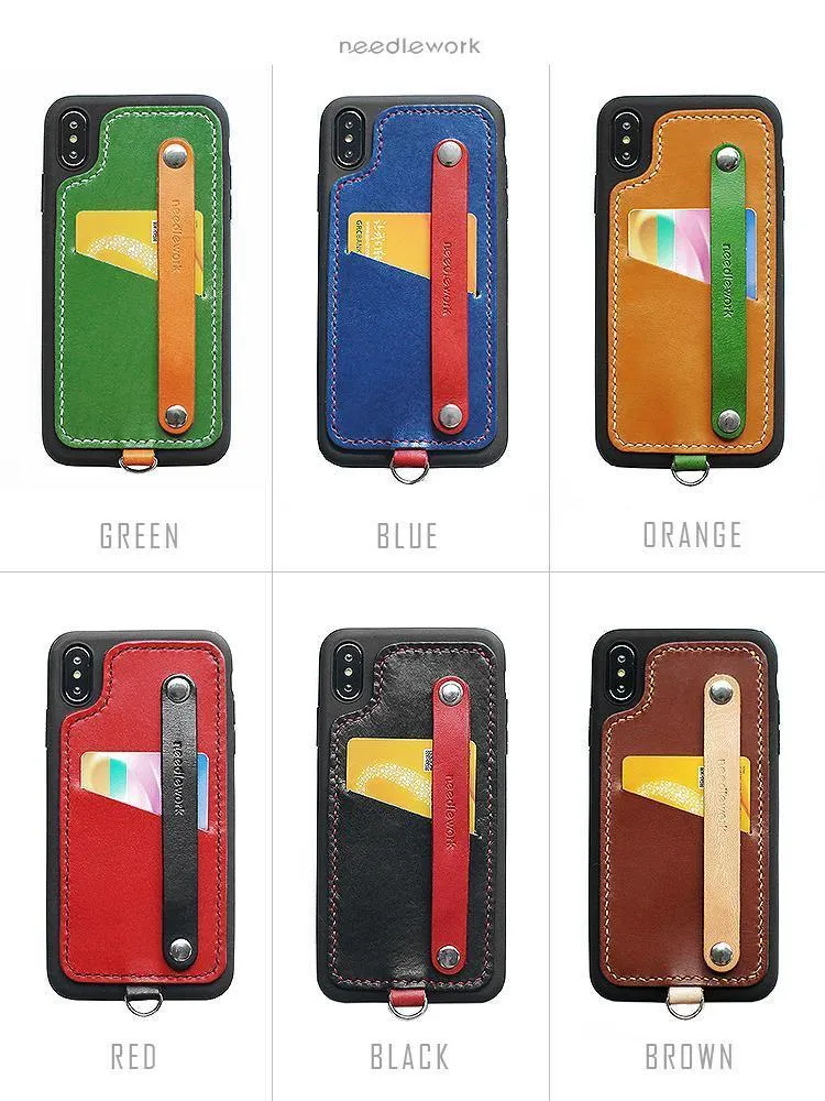 Handmade Blue Leather iPhone XS XR XS Max Case with Card Holder CONTRAST COLOR iPhone X Leather Case