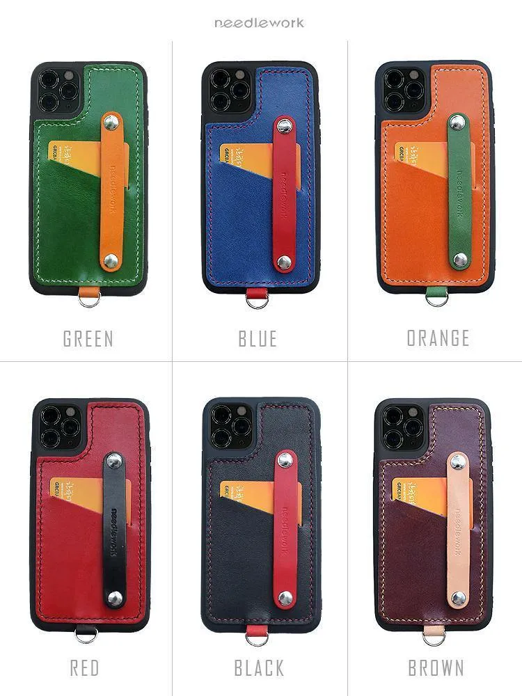 Handmade Green Leather iPhone 11 Case with Card Holder CONTRAST COLOR iPhone 11 Leather Case