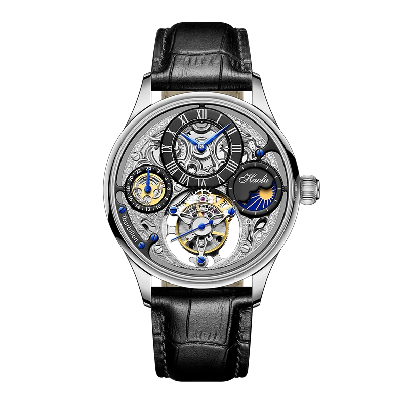 Haofa  GMT Day And Night  Tourbillon Movement Watch 1035 top finish case