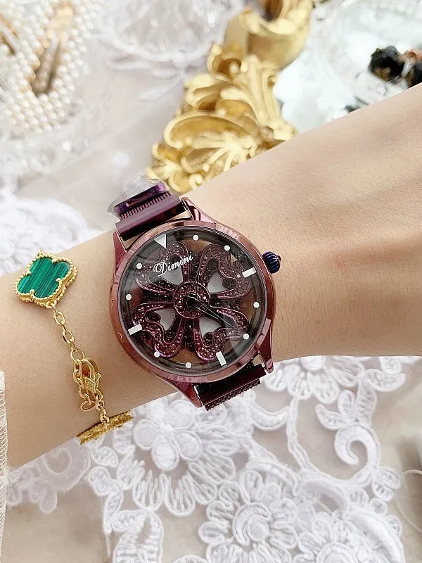 Hollow Transparent Magnet Strap Rhinestone Women's Watch