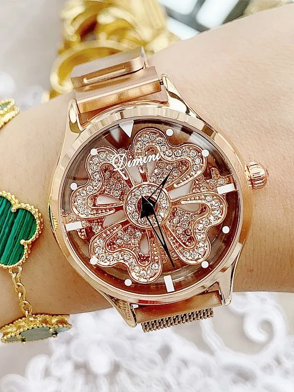 Hollow Transparent Magnet Strap Rhinestone Women's Watch