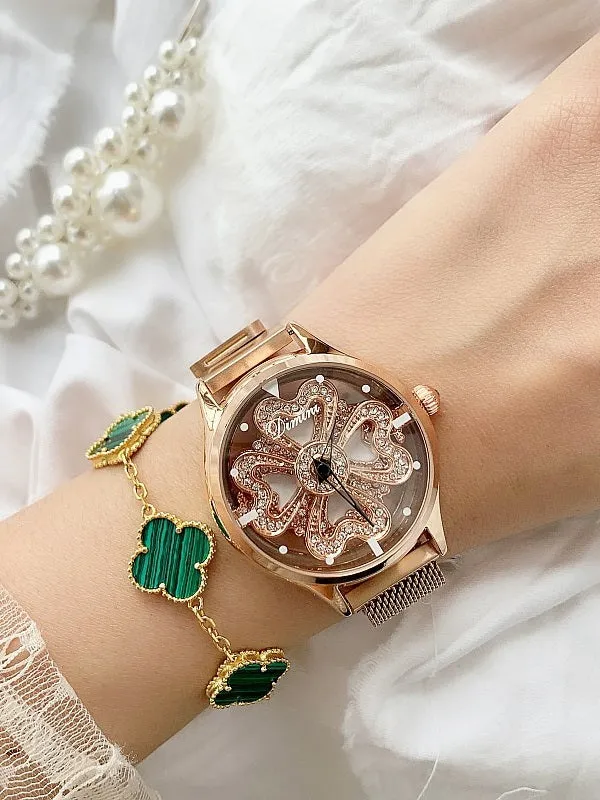 Hollow Transparent Magnet Strap Rhinestone Women's Watch