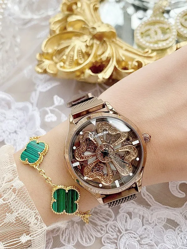 Hollow Transparent Magnet Strap Rhinestone Women's Watch