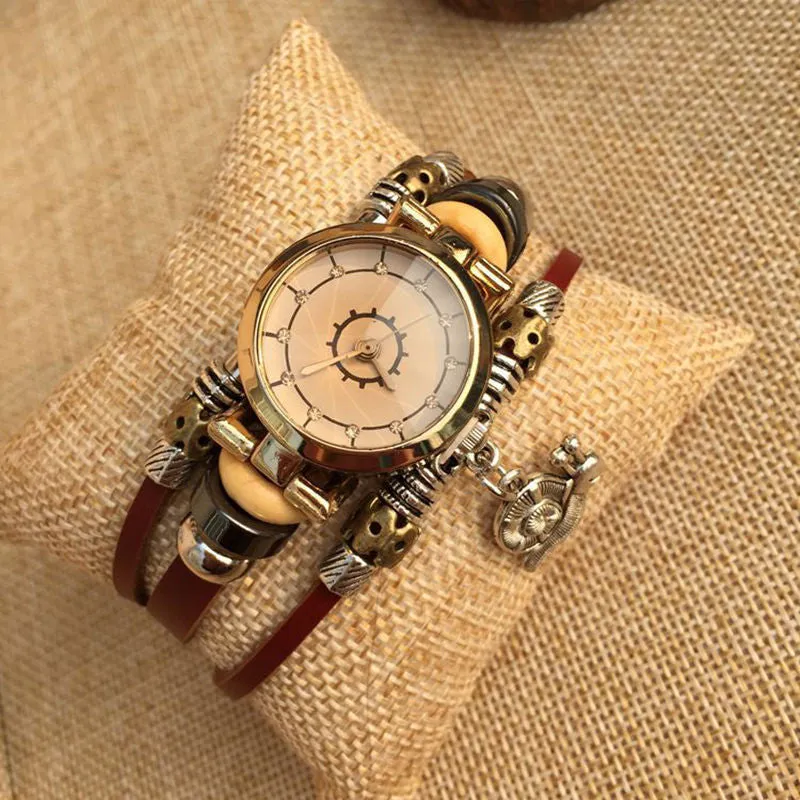 Hot sell Fashion Watch Women Ethnic Style Retro Leather Strap Watches High Quality Quartz Watch Clock